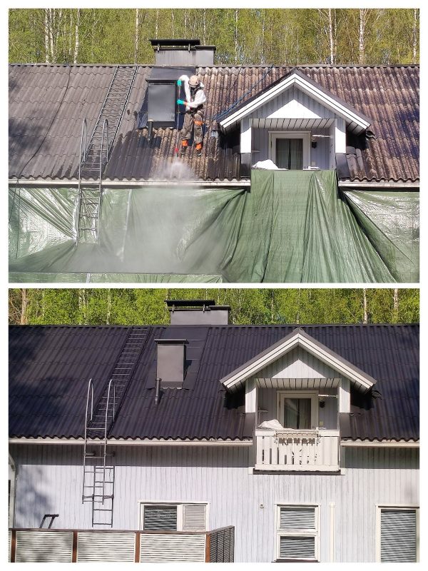 Kuinka piha tai talon seinät puhdistetaan katon maalauksen jälkeen